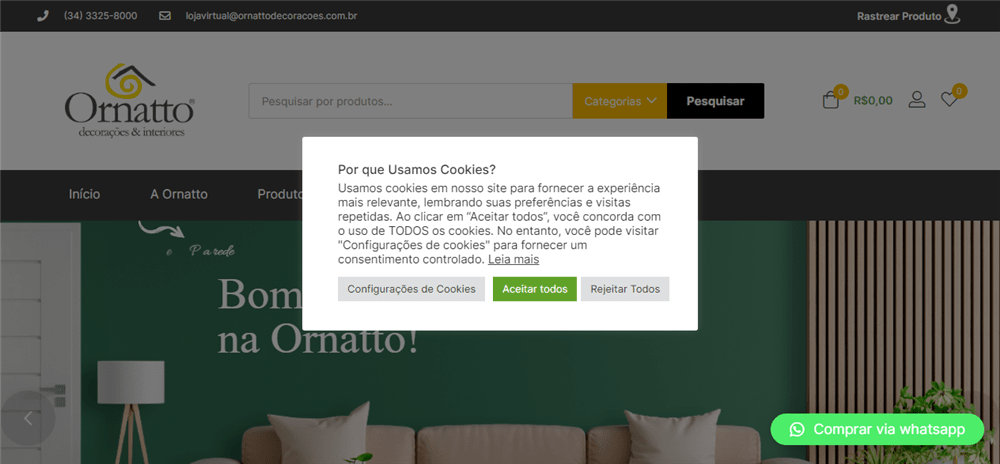 A loja Ornatto Decorações & Interiores é confável? ✔️ Tudo sobre a Loja Ornatto Decorações & Interiores!