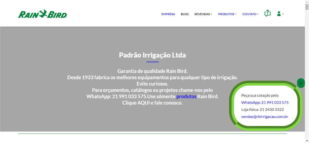 A loja Rain Bird Produtos é confável? ✔️ Tudo sobre a Loja Rain Bird Produtos!