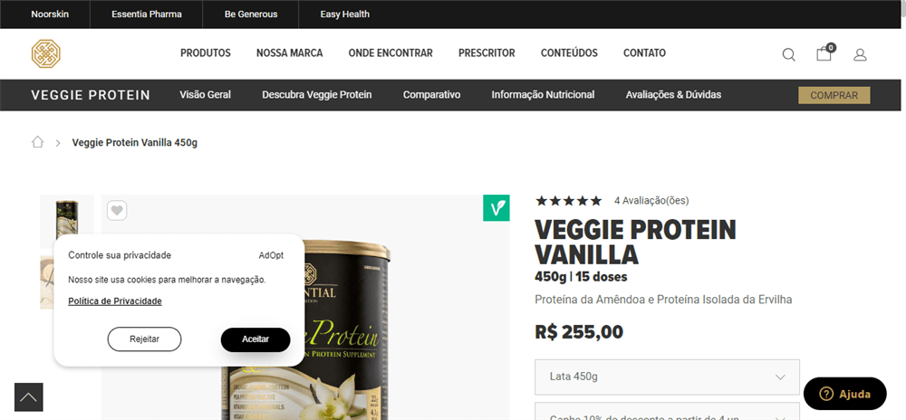 A loja Veggie Protein Vanilla 450g é confável? ✔️ Tudo sobre a Loja Veggie Protein Vanilla 450g!